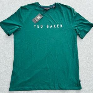 TED BAKER Broni Short Sleeve Branded Shirt Dark Green Men's Size Small NWT